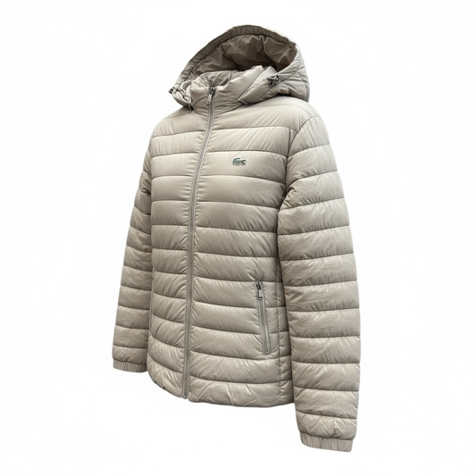 Γυναικείο Φουσκωτό Μπουφάν με Κουκούλα Lacoste – Μπεζ